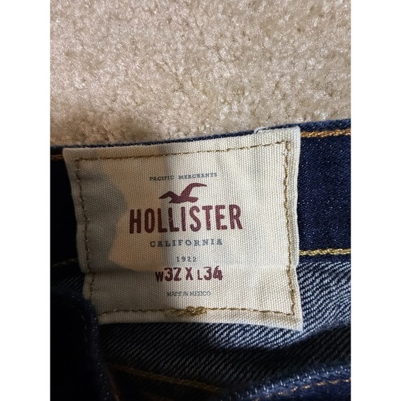 Hollister Mens Jeans 32x34 Dark Wash Slim Straight Denim - Picture 3 of 6